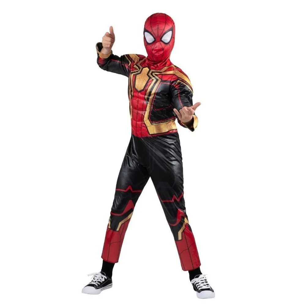 NEW Marvel Spider-Man Integrated Suit Halloween Costume Boys Small Jumpsuit Mask